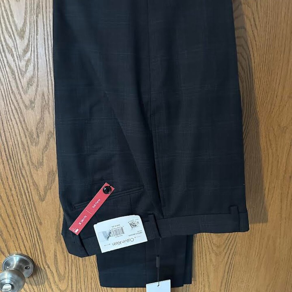 Calvin Klein Slim Fit Suit Pants 33x32 Black/Blue